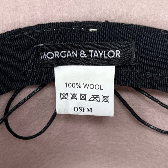 Morgan & Taylor Wool Dusty Pink Brown Trim Fedora Hat Adj OSFM Western Country - Picture 6 of 10